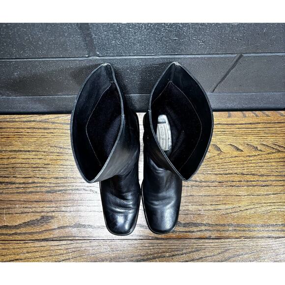 Vintage 90s Y2K STUDIO WORKS Tall Black Leather Square Toe Boots Women’s 6.5 M - Picture 6 of 8